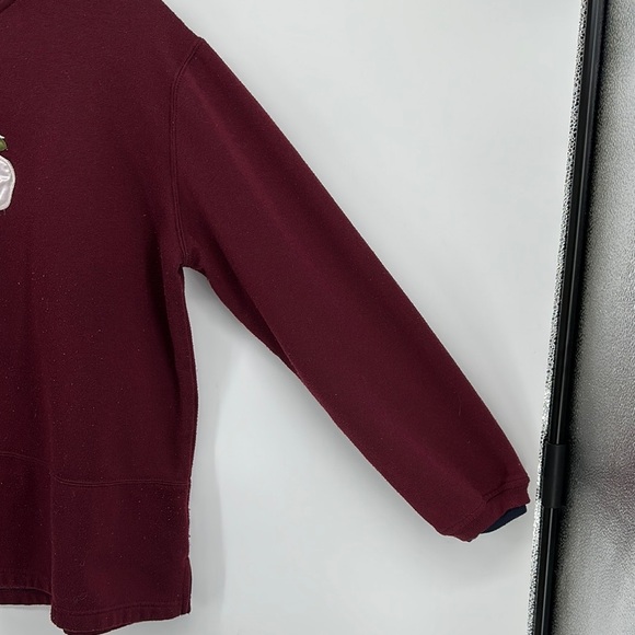 VTG Ladies Club Cozy Maroon Crewneck Penguin Ugly Christmas Sweatshirt Sz Med - Picture 11 of 13